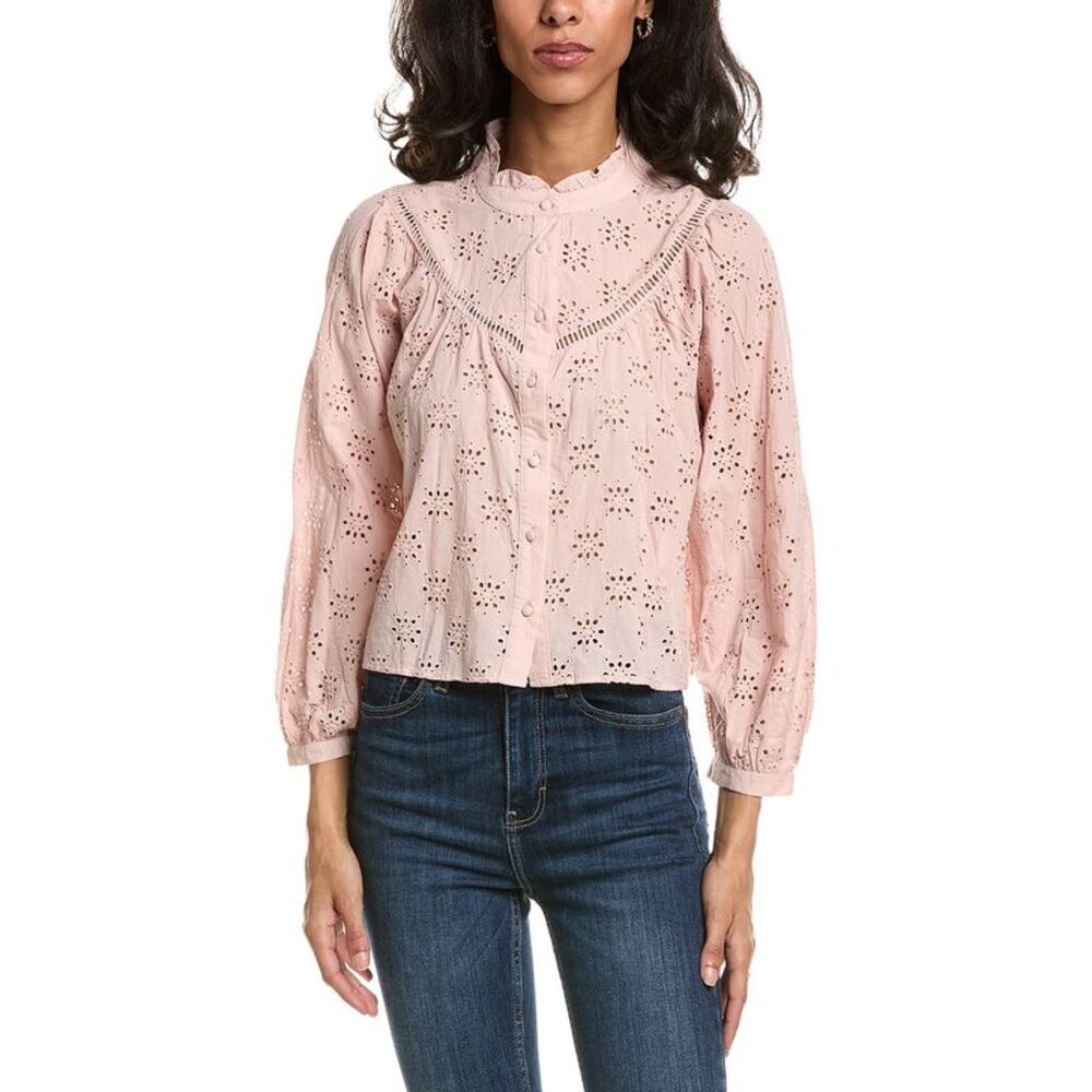 To My Lovers Womens  Eyelet Embroidered Top, Pink